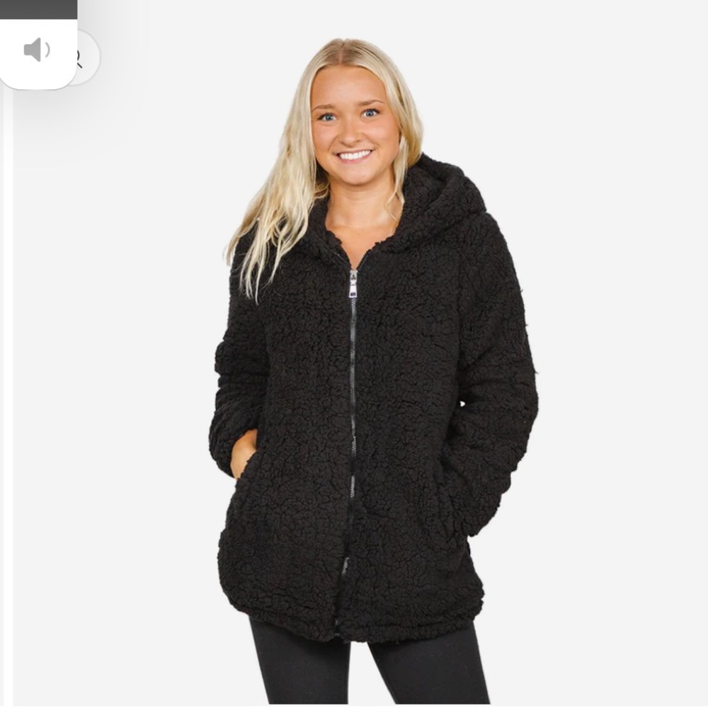 Madden NYC Black Sherpa Zip Up Jacket